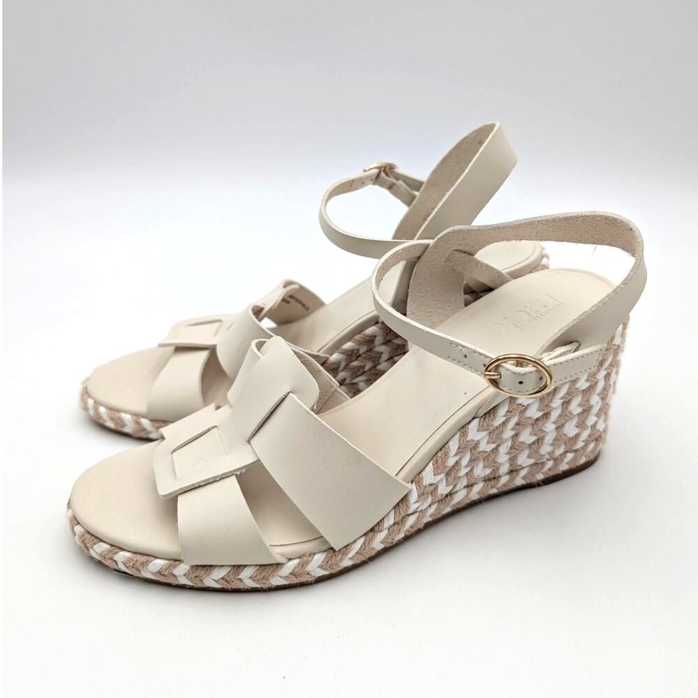 Nordstrom Rack Renata Espadrille Wedge Sandals Women's Cream Size US8M EU38